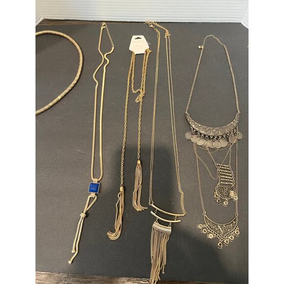 NWOT 6 Lariat Snake Long Gold Tone Rhinestone Statement Necklaces - Picture 10 of 12